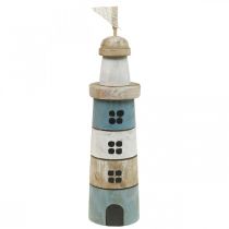 Puinen majakka Maritime Wood Deco Sininen Valkoinen K30,5cm