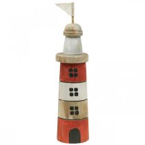 Puinen majakka Maritime Wood Deco Punainen Valkoinen K30,5cm