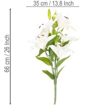 kohteita Tekoliljat, 6 valkoista kukkaa, realistinen kukkiva oksa, 66 cm