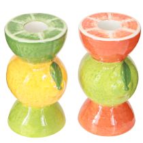 kohteita Lime ja sitruuna koristeellinen kynttilänjalka keraaminen H10,5cm 2kpl