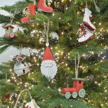 kohteita Veturi joulukuusenkoristeet puu punainen, vihreä 8,5 × 4 × 7cm 4kpl
