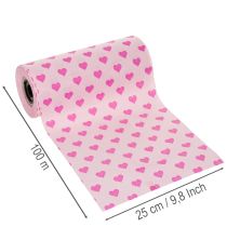 kohteita Sydänaiheinen kalvosinpaperi, pinkki, 25 cm, 100 m