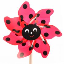 Leppäkerttu Pinwheel Puutarhakoriste Tuulimylly Punainen Ø16,5cm
