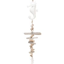 kohteita Maritime Decoration Garland Driftwood Shells Seahorse White 55cm