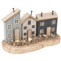 kohteita Merelliset koristetalot puiset kalastajakylä sininen valkoinen 26×16×10cm