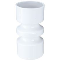 kohteita Metallinen kukkamaljakko kermanvalkoisella emalilla Ø9cm K17,5cm