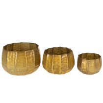 kohteita Metallinen koristeellinen kukkaruukku, messinki, Ø22/18/14cm, 3 kpl setti