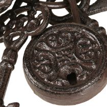 kohteita Metallinen koristeellinen avainnippu ruskealla lukolla H22cm