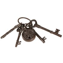 kohteita Metallinen koristeellinen avainnippu ruskealla lukolla H22cm