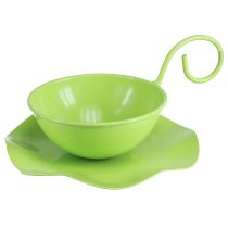 kohteita Metallinen koristekuppi lautasella vaaleanvihreä H8cm Ø11,5cm 2kpl