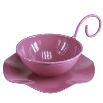 kohteita Metallinen koristekuppi lautasella pinkki H8cm Ø11,5cm 2kpl