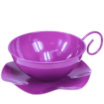 kohteita Metallinen koristekuppi Ø16cm H9cm teekuppi lautasella Purppura 2kpl