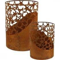 Metallilyhty patina koriste tähtiä Ø15cm/20cm 2 kpl sarja