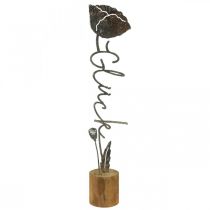 Metallinen deco kukka puinen teline kirjain &quot;Happiness&quot; H40cm