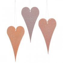 Ripustettavat deco-sydämet ripustettaviksi oranssi/violetti 15cm 6kpl