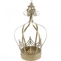 Koristeellinen kruunu ripustettavaksi, istutusastia, metallinen koriste, Advent Golden, antiikkilook Ø19,5cm K35cm