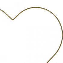 Metallinen rengas sydämen muotoinen, ripustettava koriste metalli, deco lenkki kultainen W32,5cm 3kpl