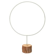 kohteita Koristeellinen pyöreä rengas puujalustalla, metallinen, kuivakukille, 52 cm