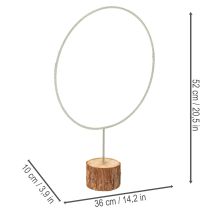 kohteita Koristeellinen pyöreä rengas puujalustalla, metallinen, kuivakukille, 52 cm