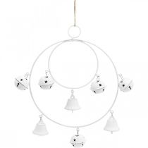 kohteita Ring with Bells, Adventtikoriste, Bell Wreath, Metal Decoration to Hang Valkoinen H22,5cm W21,5cm