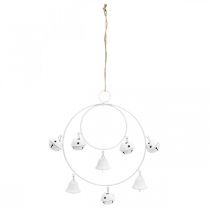 kohteita Ring with Bells, Adventtikoriste, Bell Wreath, Metal Decoration to Hang Valkoinen H22,5cm W21,5cm