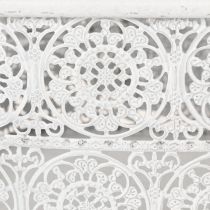 kohteita Metalliset pitsikuvioiset kulhot, koristeellinen rasia, neliönmuotoinen, shabby chic, valkoinen, 27/23/19 cm, korkeus 13,5 cm, 3 kpl setti