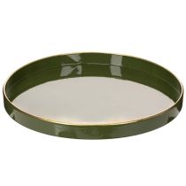 kohteita Koristeellinen vihreä tarjotin kultareunuksella, moderni, 30 cm