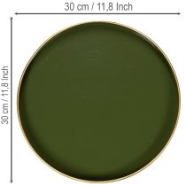kohteita Koristeellinen vihreä tarjotin kultareunuksella, moderni, 30 cm
