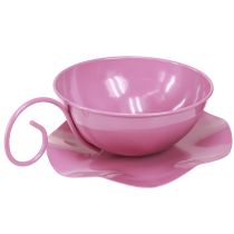 kohteita Metallinen muki Ø16cm K9cm Koristeellinen muki lautasella Pinkki 2 kpl