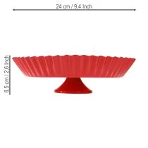 kohteita Metallilevy retro koristelautanen jalustalla punainen metalli Ø24cm 2kpl