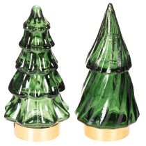 kohteita Lasinen joulukuusi LED-valoilla, pöytäkoriste, joulu, 13 cm, 2 kpl