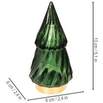 kohteita Lasinen joulukuusi LED-valoilla, pöytäkoriste, joulu, 13 cm, 2 kpl