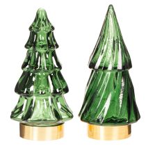kohteita Lasinen joulukuusi LED-valoilla, pöytäkoriste, joulu, 13 cm, 2 kpl