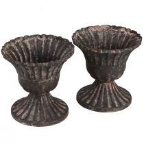 kohteita Mini koristekuppi vintage metalli musta ruoste Ø8cm K8,5cm 2kpl