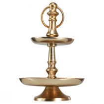 kohteita Mini etagere metallikoristelu kultamatta 2-kerroksinen pöytäkoristelu H22cm
