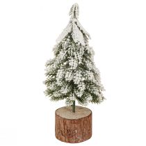 kohteita Mini joulukuusi puujalka vihreä valkoinen Ø8cm K18cm 3kpl