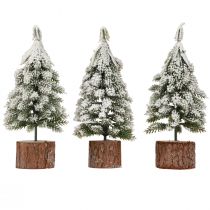 kohteita Mini joulukuusi puujalka vihreä valkoinen Ø8cm K18cm 3kpl