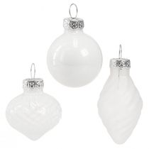 kohteita Mini joulupallot valkoiset puupallot lasi 3cm 9 kpl