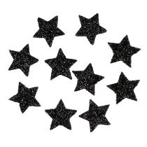 Mini glitter tähti musta 2,5 cm 48p