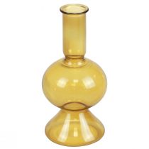 Minimaljakko keltainen lasimaljakko kukkamaljakko lasi Ø8cm K16,5cm