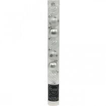 kohteita Mini joulupallot valkoinen, hopea aito lasi Ø3cm 9 kpl