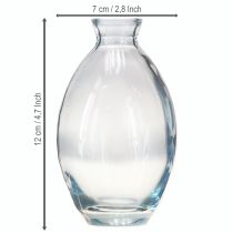 kohteita Minimaljakot, sipulimaiset koristemaljakot, lasia, sinistä sävytettyä, korkeus 12 cm, 6 kpl