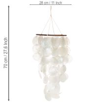 kohteita Tuulikello Capiz-kuorikärki, pyöreä, 70 cm pitkä, parvekkeelle tai puutarhaan