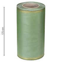 kohteita Moiré-seppelenauha salvianvihreä kultareunuksella - 175 mm x 25 m - koristenauha kukkakauppoihin ja juhliin
