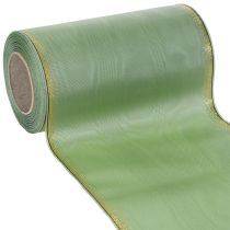 kohteita Moiré-seppelenauha salvianvihreä kultareunuksella - 175 mm x 25 m - koristenauha kukkakauppoihin ja juhliin