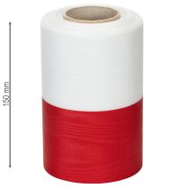 kohteita Moiré-seppelenauha, surunauha valko-punainen, koristenauha 150 mm, muistonauha surufleur, asetaattitafti 25 m
