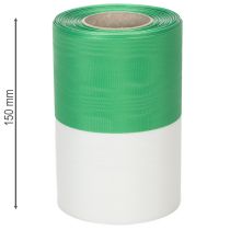 kohteita Moiré-seppelenauha vihreänvalkoinen 150 mm, koristenauha, rusettinauha, taftilaatua 25 m