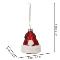 kohteita Joulupallo Joulupukin hattu lasia 8cm 6kpl