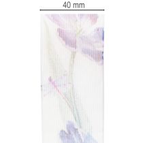 kohteita Organzanauha, sifonkinauha, papukaijatulppaanit, violetti, 40 mm, 18 m