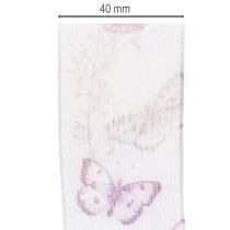 kohteita Organzanauha, sifonkinauha, perhoset, violetti, 40 mm, 18 m